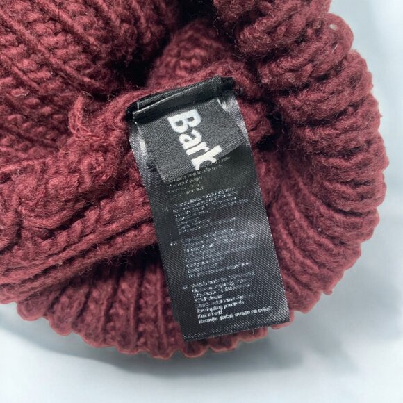 Barbour Cable Knit Hat With Faux Fur Pom-Pom Burgundy Red Acrylic Wool OS 8"x10" - Picture 3 of 8